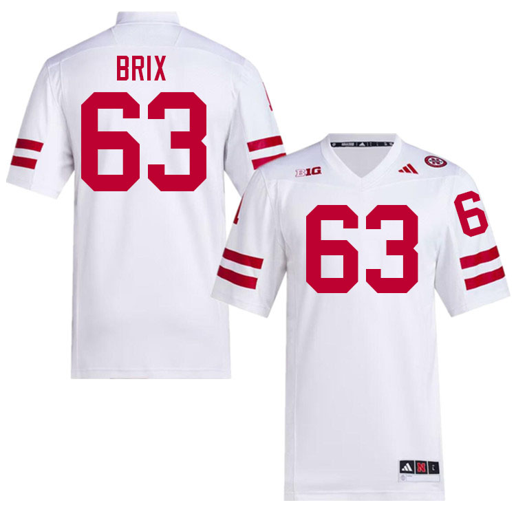 Men #63 Grant Brix Nebraska Cornhuskers College Football Jerseys Stitched Sale-White